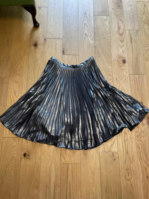 TOPSHOP METALLIC SILVER Pleated Swing Skirt Size 12 £4.99 - PicClick UK