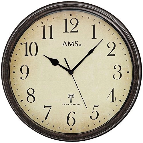 AMS 5962 Orologio da parete radio orologio da parete stile vintage cassa (y9N)