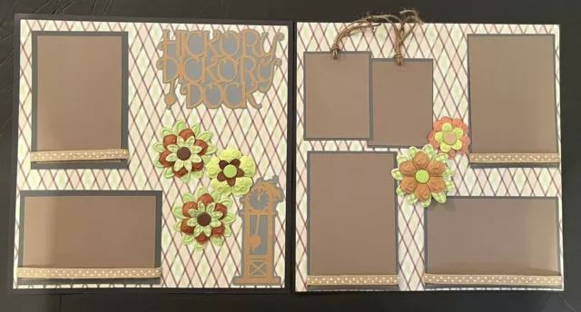 12X12 Pie De Papel Bebé Hickory Dickory Dock 2 Páginas De Álbum De Recortes Prefabricadas - Tonya