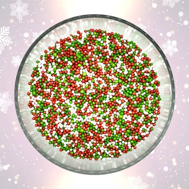 Red, Green & White Glimmer 100s & 1000s SPRINKLES 50g 100g 200g Christmas Xmas