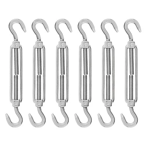 6Pcs M5 Turnbuckle Hook and Hook 304 Stainless Steel Heavy Duty Turnbuckles f