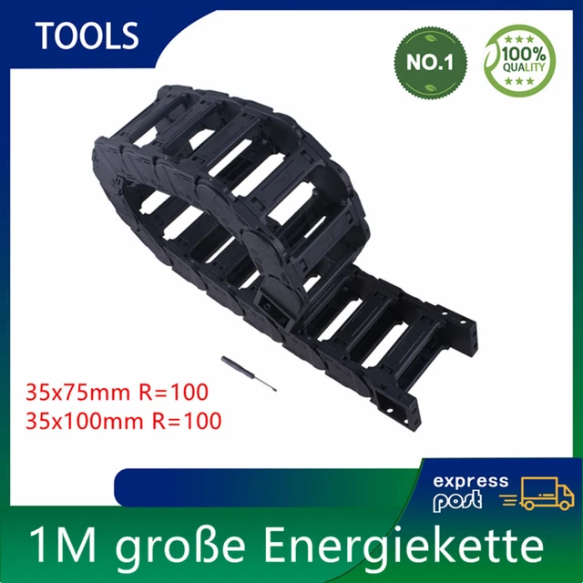 1M, große Energiekette 35x 100mm,125mm, offen - Schleppkette -Kabelführung R=100