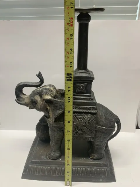 One Bronze Handmade Elephant Candlestick Made In Thailand