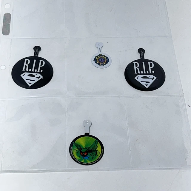 1992 R.I.P. Superman & Hornet Tab Pin Promo Lot of 4 Pins Vintage DC Comics USA