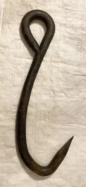 Large Blacksmith Made Hand Forged Iron Retrieving Hook