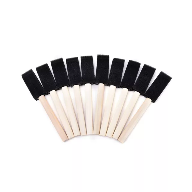 10X 1'' Foam Sponge Brushes Wooden Handle  Painting Drawing Craft Draw.zy