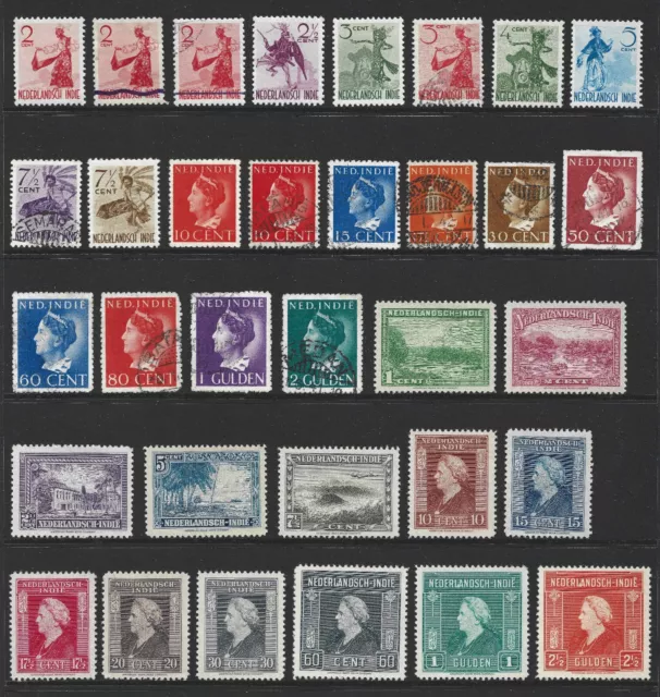 Netherlands Dutch East Indies Stamp Selection Including High Values (2 Scans)