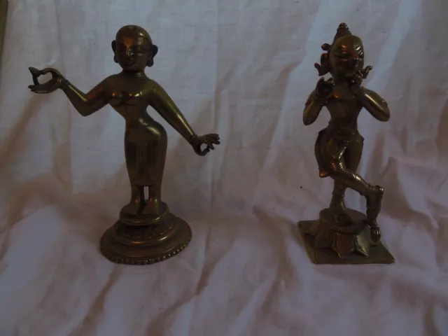 2 Ältere Hindu Figuren Messing - Bronze