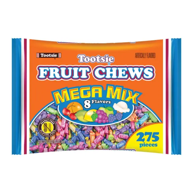 Tootsie Roll Fruit Chews Mega Mix 8 Flavor Value Bag, 4 lbs. (275 Pieces)