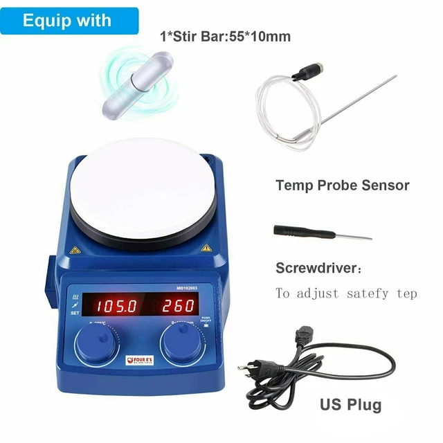 100-1500RPM Magnetic Stirrer Ceramic Coated Hot Plate with Temp Probe 110V 600W