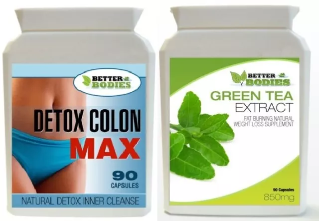 Detox colon cleanse 90 Capsules Green Tea 90 Capsules Burn Fat Slimming pills