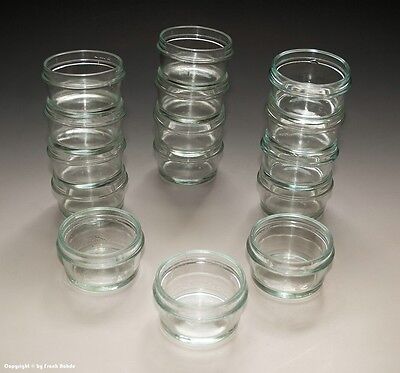 15 x kleine Gläser aus Apotheke für Cremes und Salben + Deckel um 1955 3