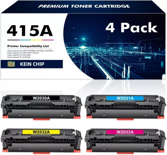 Toner XXL per chip HP 415A W2030A Color LaserJet Pro MFP M479FDW FDN M454DW M/K 2