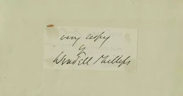 RARE! "Abolitionist" Wendell Phillips Clipped Signature COA