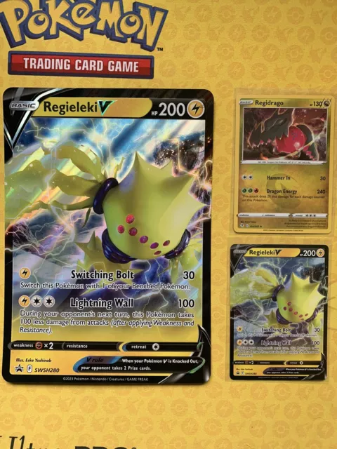 Pokémon Regieleki V SWSH Black Star Promo SWSH280, Jumbo, Regidrago & code card