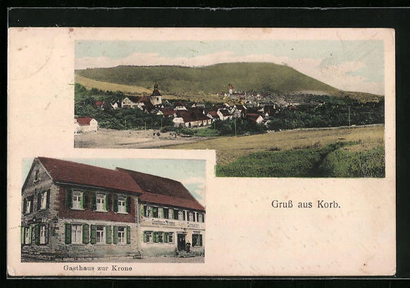 AK Korb / Waiblingen, Gasthaus zur Krone, Teilansicht 1916
