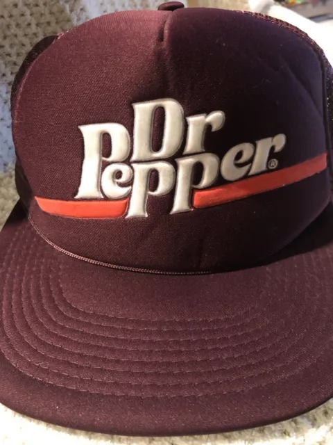 Dr. Pepper Snapback Mesh Trucker Hat Cap. Red Underline. 1980s Era. Vintage
