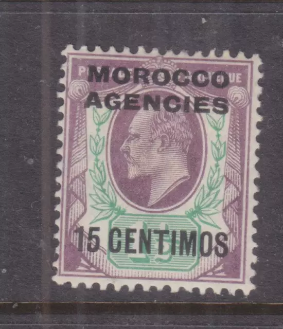 MOROCCO AGENCIES, Spanish Currency,1907 KEVII 15c. on 1 1/2d Purple & Green, lhm