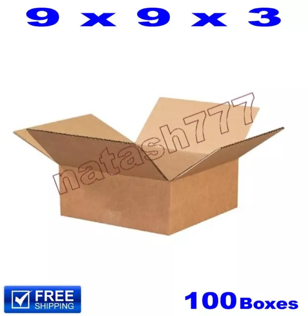 100 - 9x9x3 Cardboard Boxes 32ECT Mailing Packing Shipping Corrugated Carton