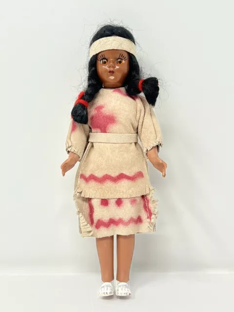 Vintage 7" Sleepy Eye Native American INDIAN DOLL Leather Bead Clothes + BABY