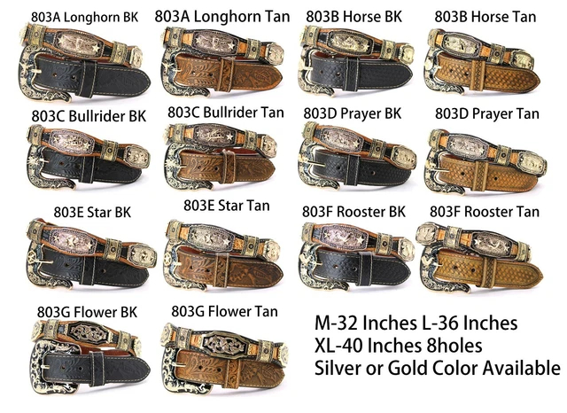 Western Concho Men Belt Unisex Rodeo 1.5''(38mm) Width for Pants 30 34 38