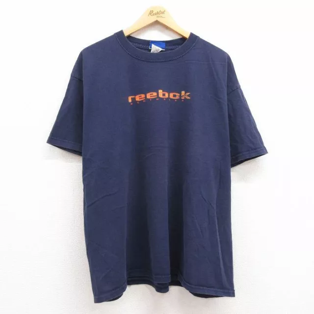 Xl/Used Reebok Short Sleeve Vintage T-Shirt Men'S 00S Big Logo Large Size Cotton