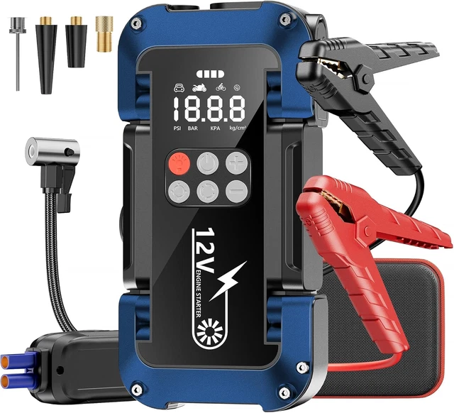 Avviatore Batteria Auto BRPOM 4000A - 15800mAh Per Motori Fino A 7.0L Benzina/5.5L Diesel, Con Torcia LED E USB