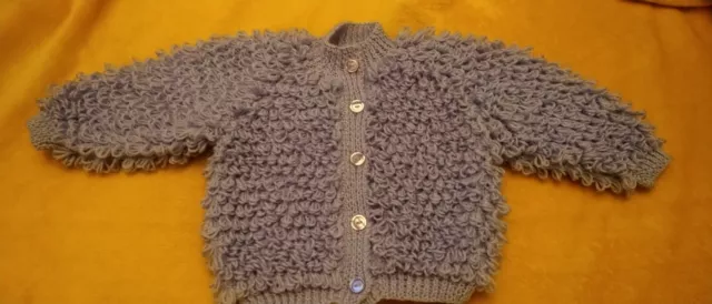 Baby/toddler Hand Knitted Loopy Cardigan/jacket Size 6-12 Mths Approx