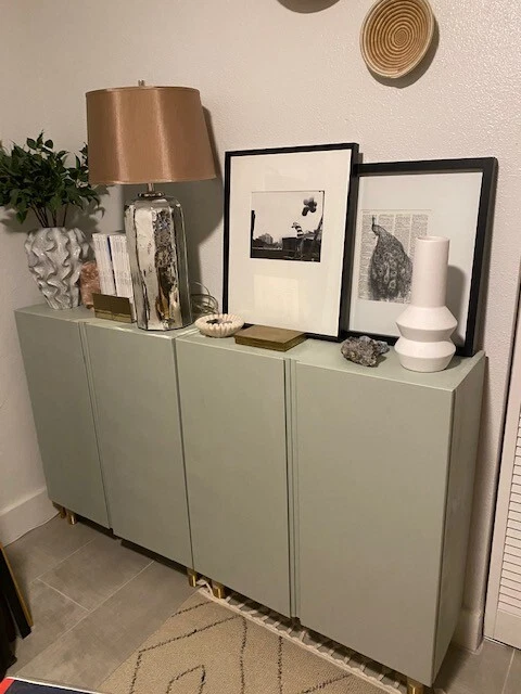 Painted Ikea Ivar 2 cabinets with midcentury modern legs