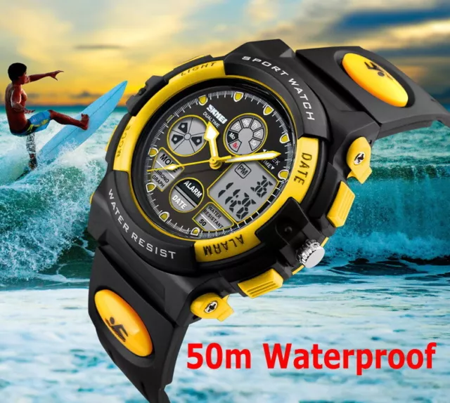 Mens Digital LED Analog Fashion Waterproof Digital Sport Children Wrist Watch