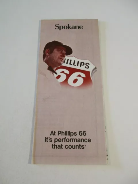 Vintage 1972 Edition Phillips 66 Spokane Washington Oil Gas Station Road Map~F5