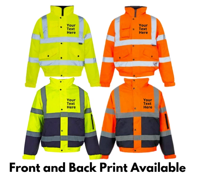 Hi Viz Vis Visibility Bomber Padded Security Safety Jackets