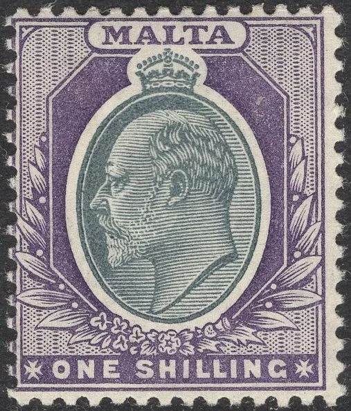 MALTA-1904 1/- Grey & Violet Sg 61 LIGHTLY MOUNTED MINT