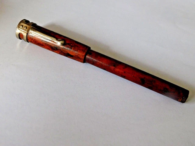 Stylo Plume Ancien En Bakélite Noir - Modèle Ancestral Avec Réservoir, Plume Ronde, Occasion