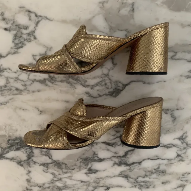 Beautiful Marc Jacobs Gold Snakeskin Aurora Heeled Sandal Size 40