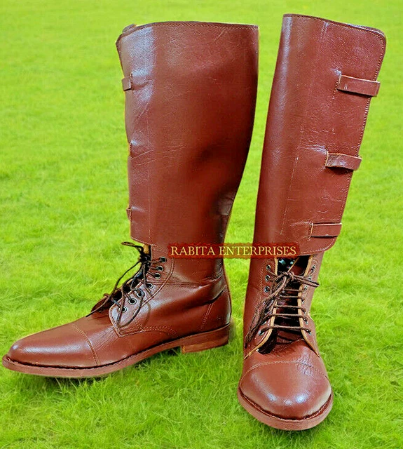 WW1 BRITISH ARMY MILITARY HORSE RIDING OFFICER BUCKLE BOOTS, US Size 5 ...