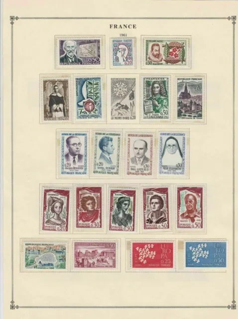 france 1961 stamps page mounted mint & used ref 17495