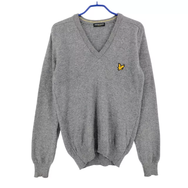 Lyle & Scott Uomo 100% Lana Slim Fit Maglia Con Scollo A V Maglione Pullover M