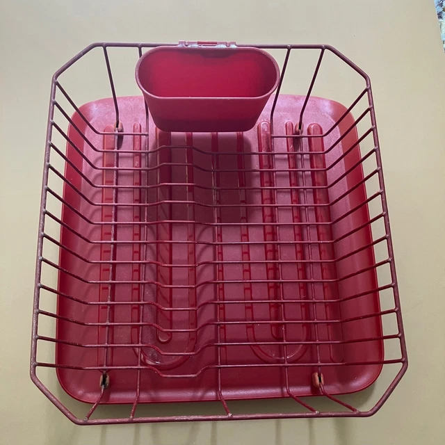 RUBBERMAID RED DISH Drying Rack Drain Board Utensil Holder Kitchen