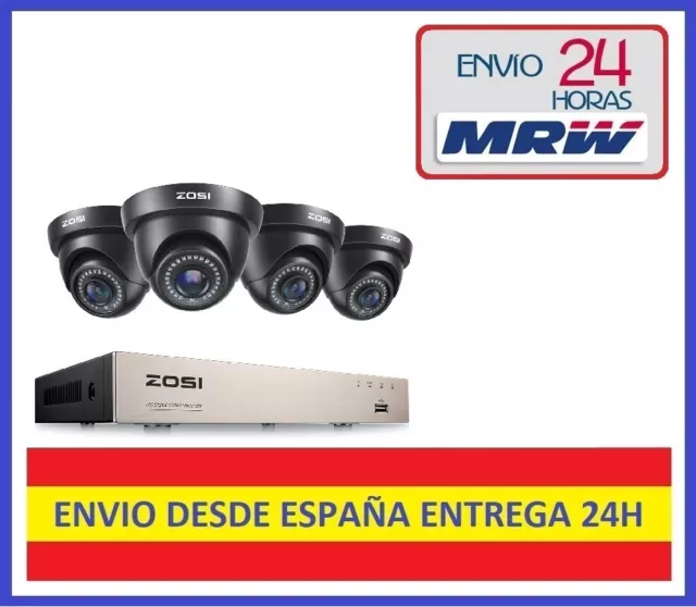 Sistema de Videovigilancia Profesional CCTV con 4 Camaras HD y Grabador