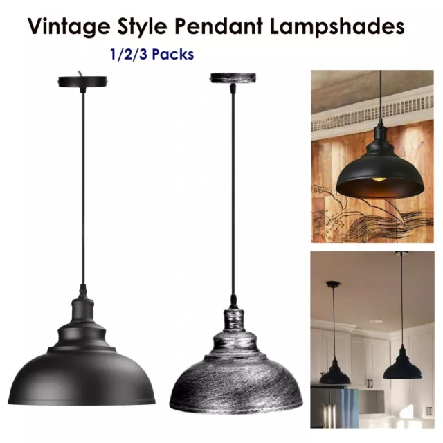 Vintage Ceiling Pendant Light Industrial Metal Lampshade E27 Hanging Retro Lamp