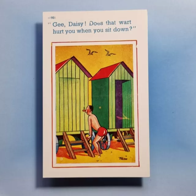 Saucy Postcard C1965 Beach Hut Peeping Tom Does That Wart Hurt TROW