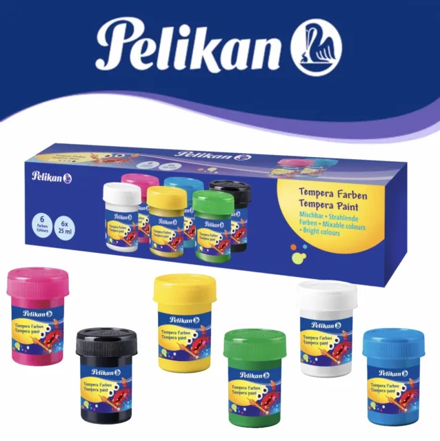 Pelikan Témpera Colores Set, 6 Piezas À 25ML Colores Tinta Schulmalfarbe