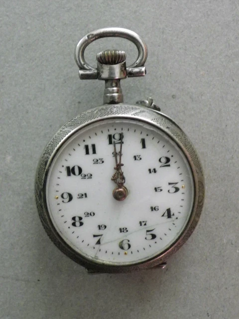 Montre Gousset Ancienne En Argent Massif - Type Col "crabe" - Fonctionne - Vintage Sans Marque