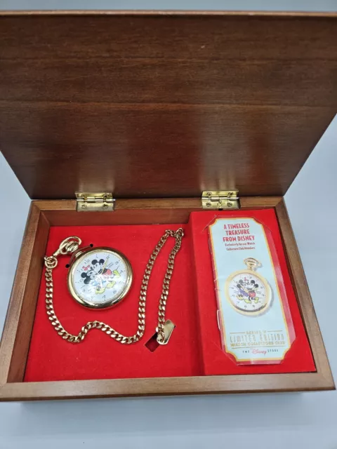 Disney Store Mickey And Minnie Pocket Watch Music & Box Case Limited Edition