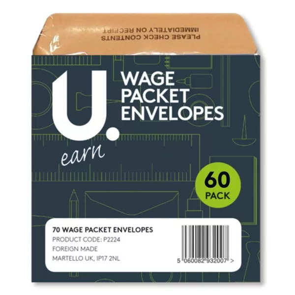 U.earn Wage Packet Envelopes 70 Pack