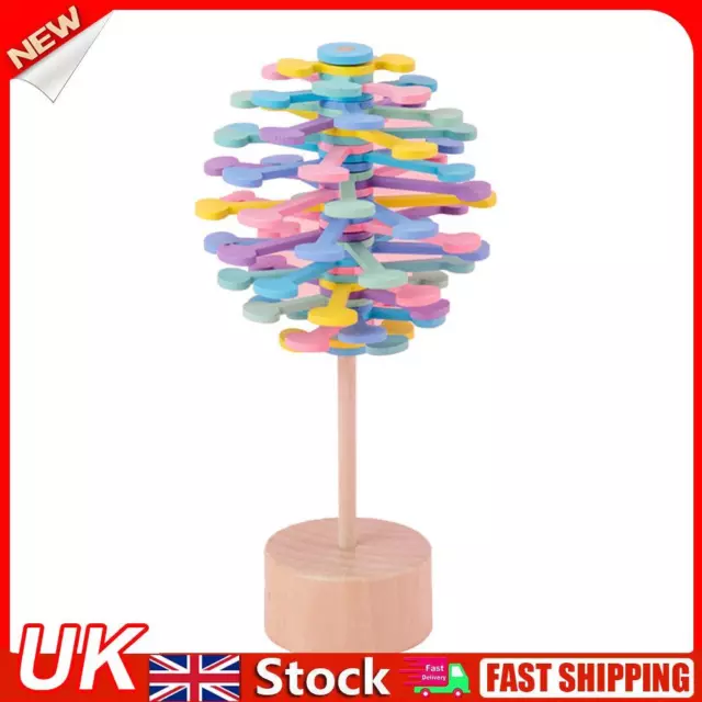 Wooden Helicone Rotating Lolly Toy Kids Stress Relief Toys (Macaron Wafer) #G