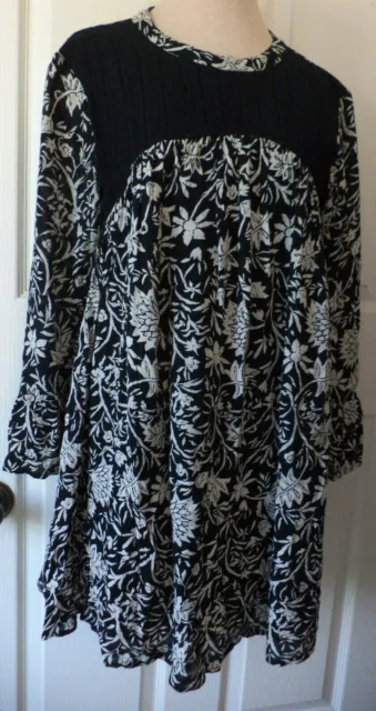 Volcom True To This Dress Long Sleeve Black Floral Mini Dress Women's Size PS