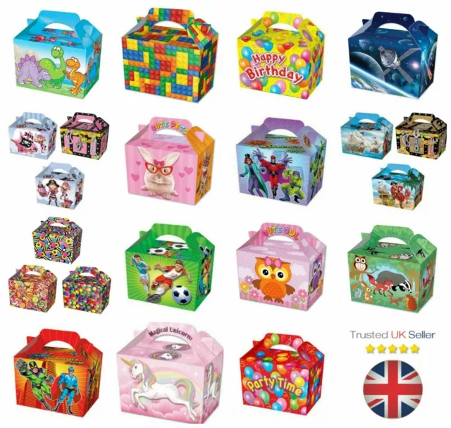 10 Party Food Boxes Loot Lunch Cardboard Gift Children's Kids Happy Birthday UK