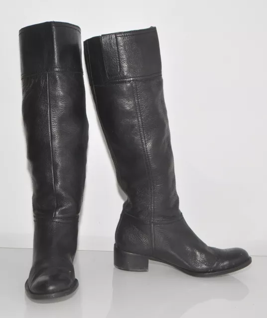 Nine West Buck Up Black Genuine Leather Pull On Women's Knee Boots Size 8½M